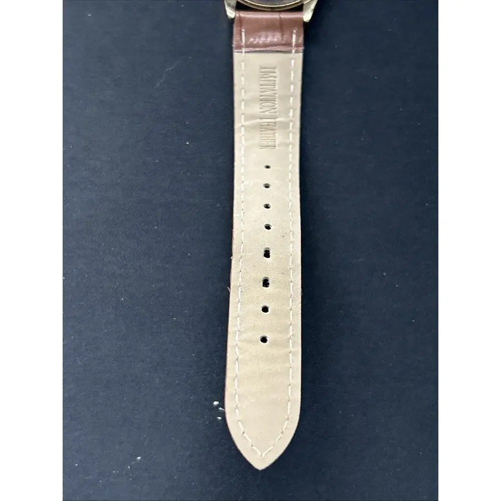 Gold Tone White Dial Brown Band Women’s Quartz Watch